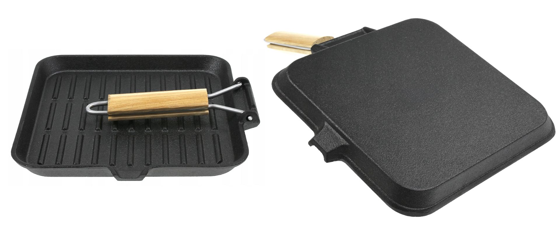 Gjutjärnspanna grill med fällbart handtag